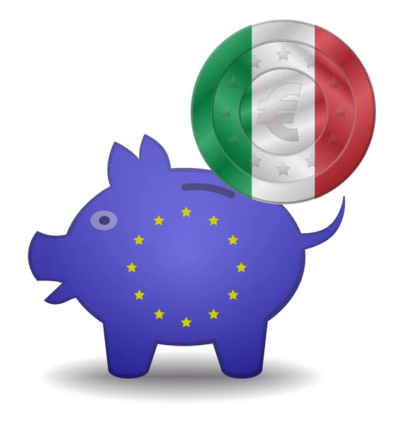 Piggy bank and euro european italy — Stock Vector
