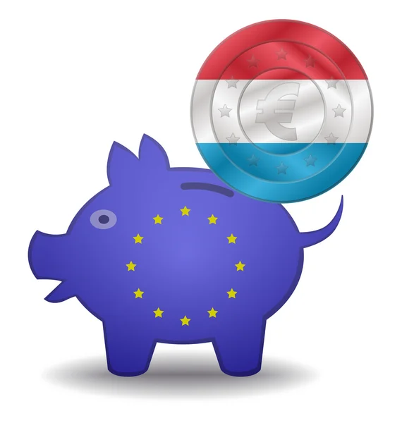 Piggy bank and euro european luxembourg — Stock Vector
