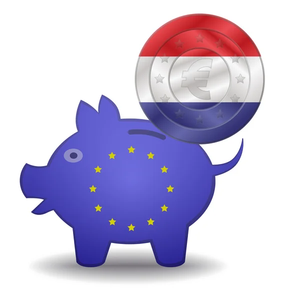 Piggy bank and euro european netherlands — Stock Vector