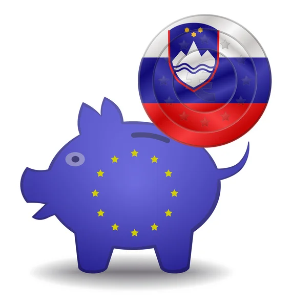 Piggy bank and euro european slovenia — Stock Vector