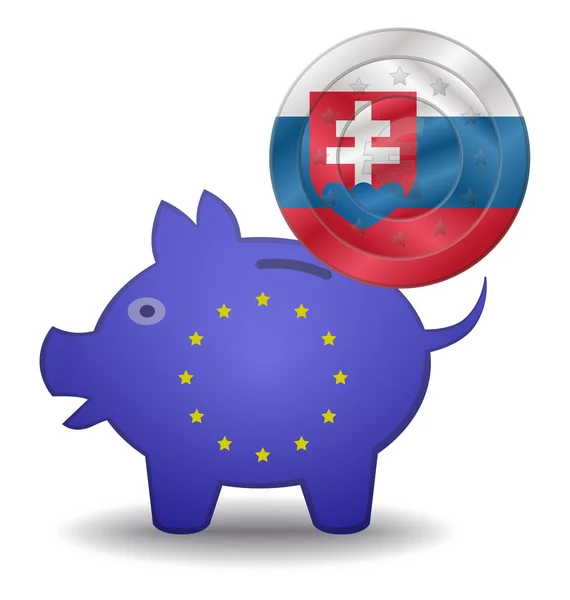 Piggy bank and euro european slovakia — Stock Vector