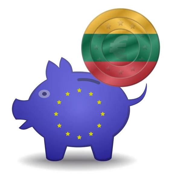 Piggy bank and euro european lithuania — Stock Vector