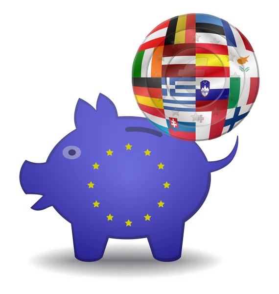 Piggy bank and euro european spain — Stock Vector