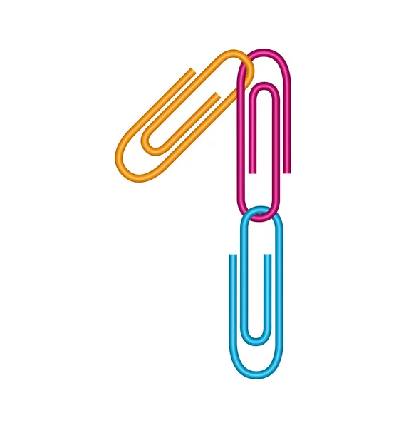 Número uno con clips — Vector de stock