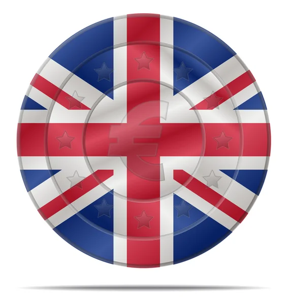 Moeda do euro com bandeira do Reino Unido —  Vetores de Stock