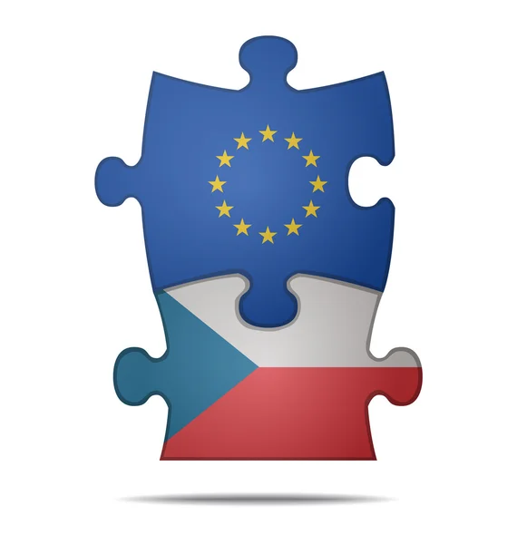 Puzzle pieces europe and czech — Stock Vector