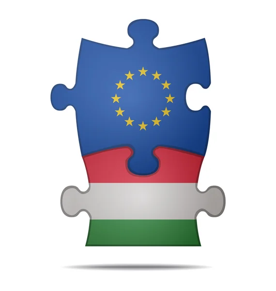 Puzzle pieces europe and hungary — Stock Vector