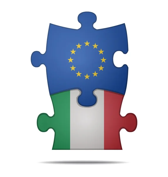 Pezzi puzzle europa e italia — Vettoriale Stock