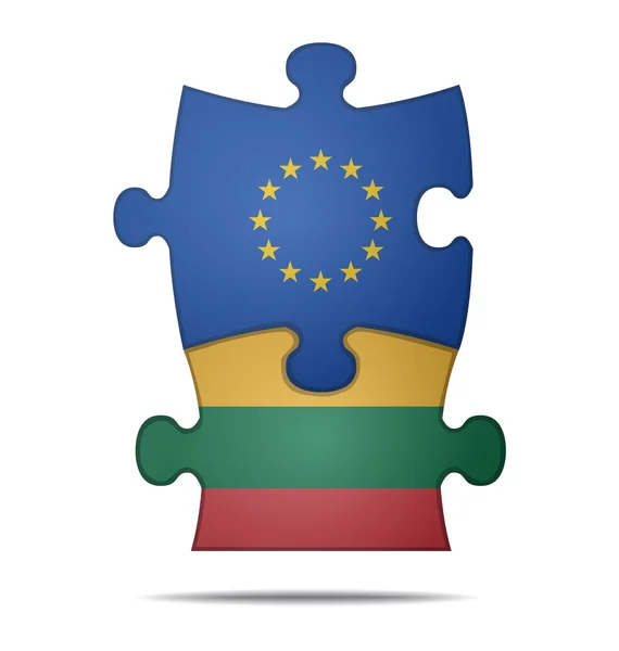 Puzzle pieces europe and lithuania — Stock Vector