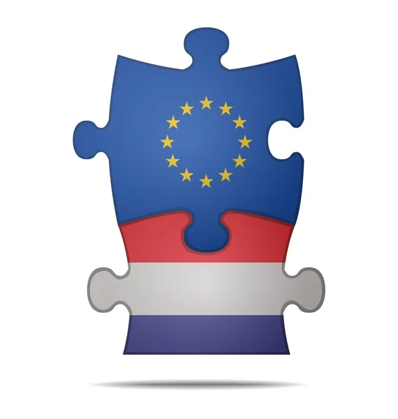Puzzle pieces europe and netherlands — Stock Vector