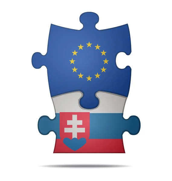 Puzzelstukjes Europa en Slowakije — Stok Vektör