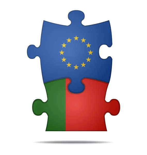 Puzzle pieces europe and portugal — Stock Vector