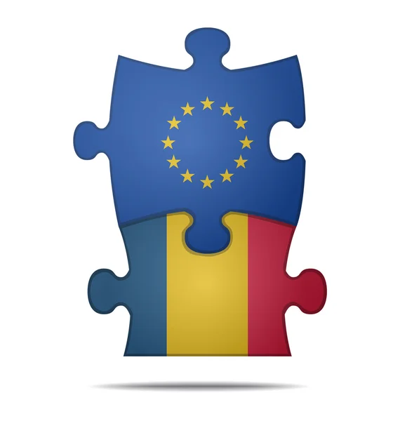 Puzzle pieces europe and romania — Stock Vector