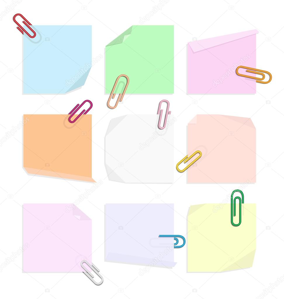 nine post it and clip colors
