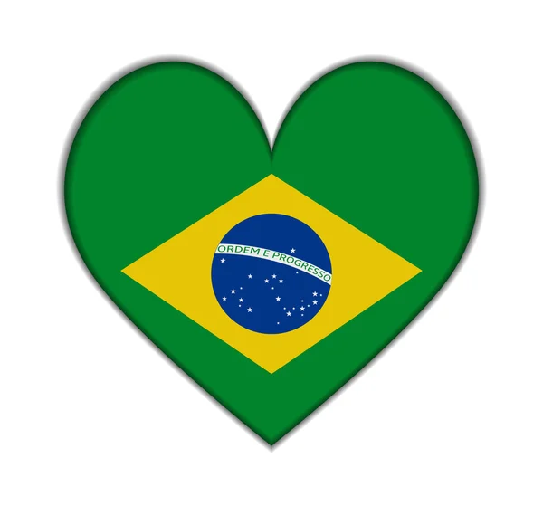 Brasil coração bandeira vetor — Vetor de Stock