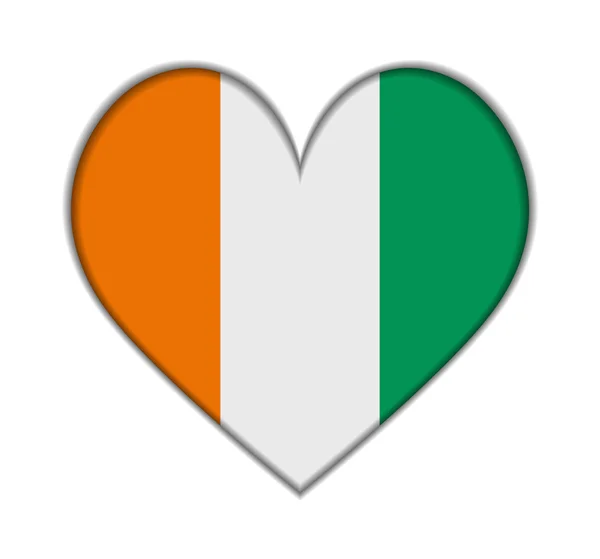 Ivory Coast heart flag vector — Stock Vector