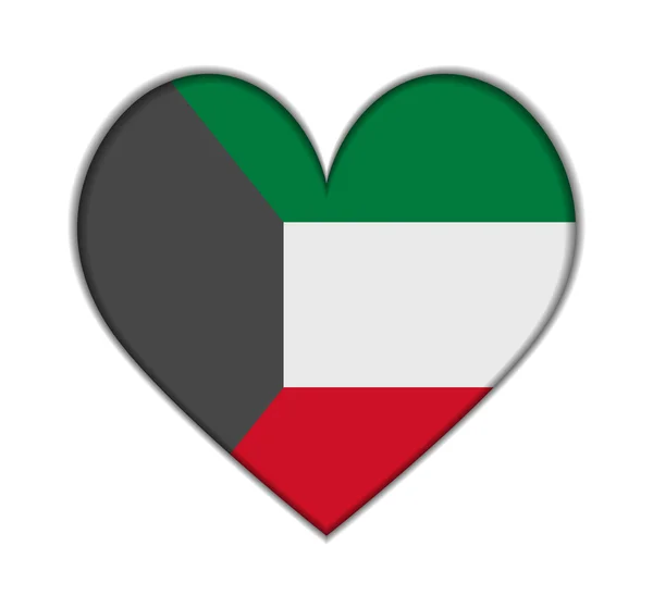 Kuwait heart flag vector — Stock Vector