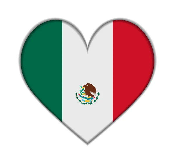 Mexique drapeau cardiaque vecteur — Image vectorielle
