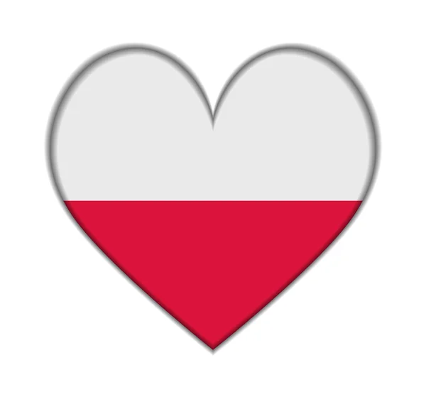 Polonya kalp bayrak vektör — Stok Vektör