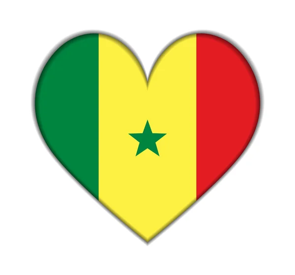 Senegal heart flag vector — Stock Vector
