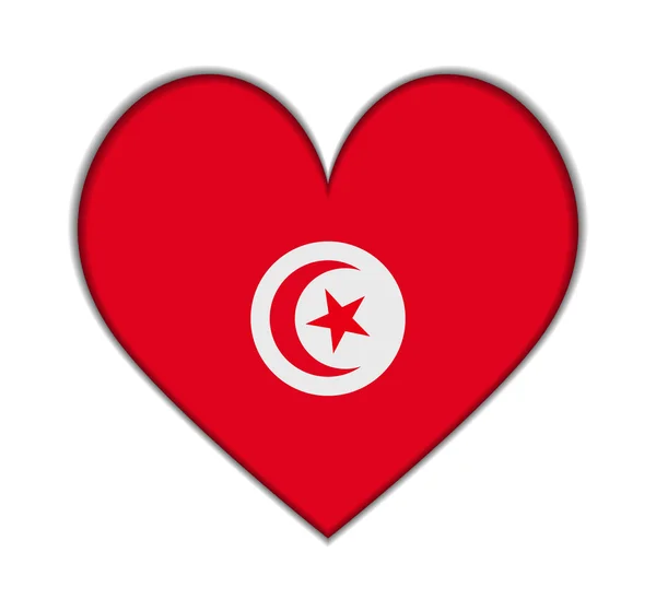 Tunisien hjärtat flagga vektor — Stock vektor