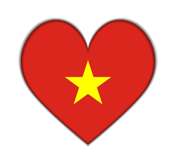 Vektor bendera jantung Vietnam - Stok Vektor