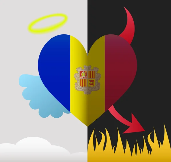 Andorra angel and devil heart — Stock Vector