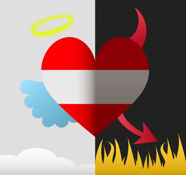 Austria ángel y corazón del diablo — Archivo Imágenes Vectoriales