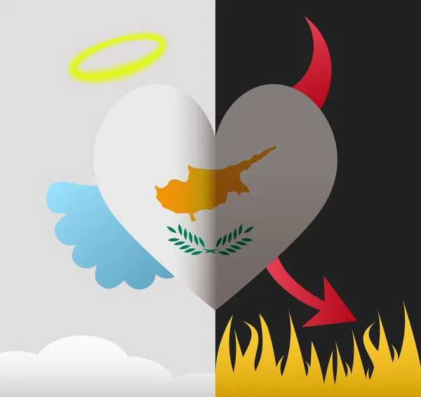 Chipre anjo e diabo coração —  Vetores de Stock