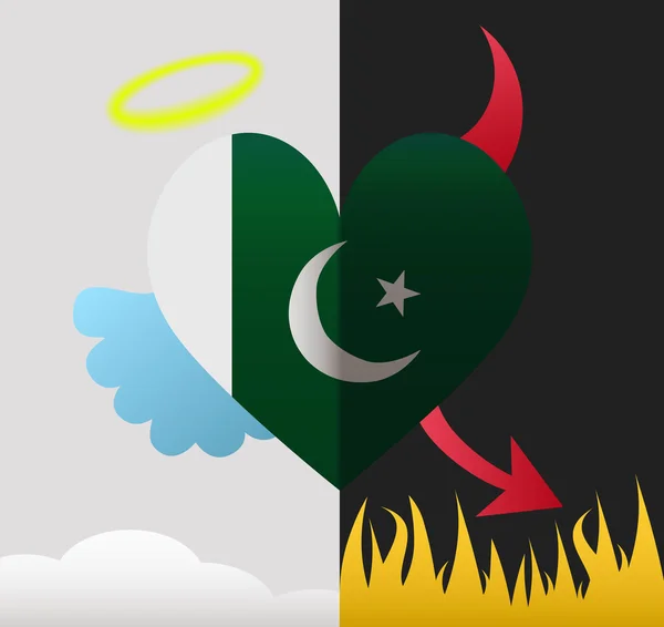 Pakistan angel and devil heart — Stock Vector