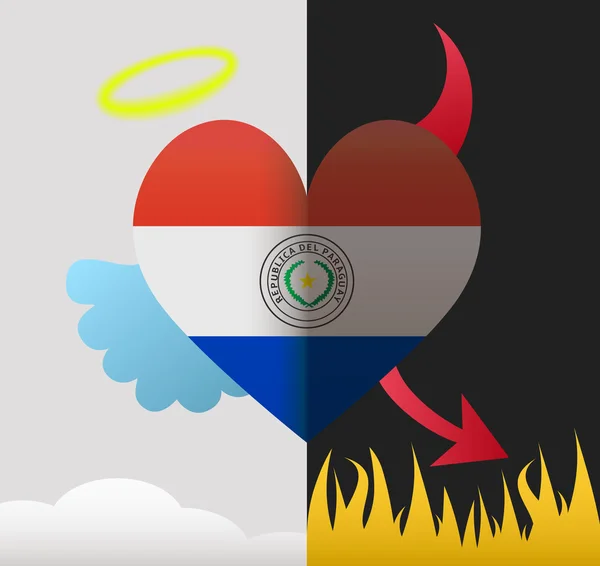 Paraguay engel en duivel hart — Stockvector