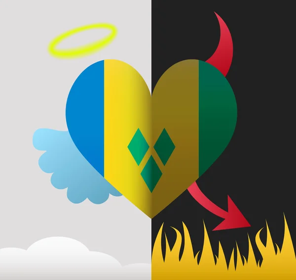 Svatý Vincent a Grenadiny anděl a ďábel srdce — Stockový vektor