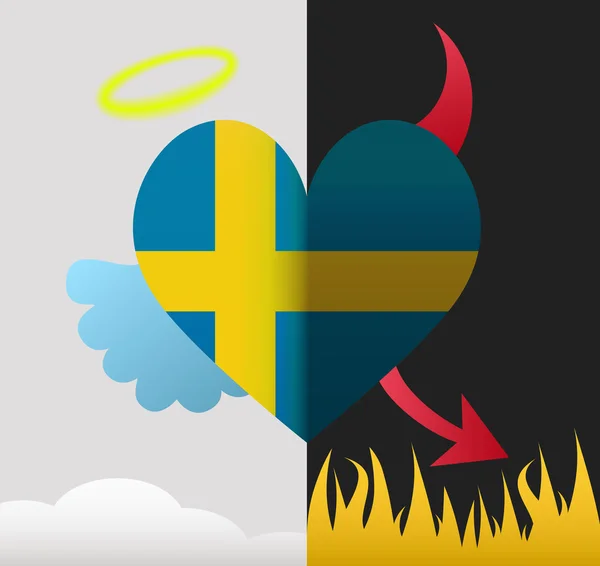 Шведский ангел и сердце дьявола — стоковый вектор