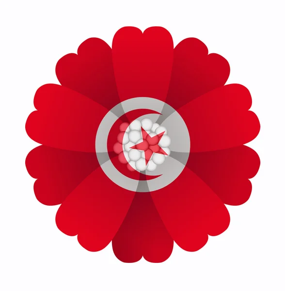 Flagga blomma Tunisien — Stock vektor