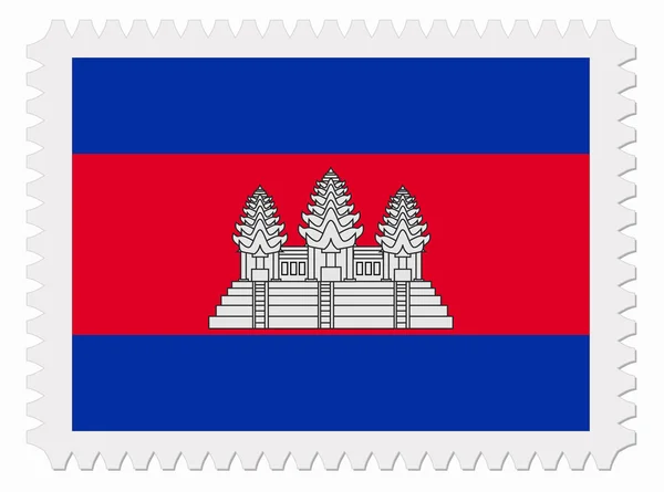 Timbre drapeau Cambodge — Image vectorielle