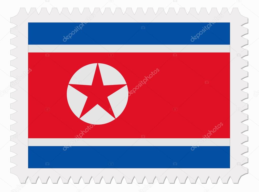 North Korea flag stamp