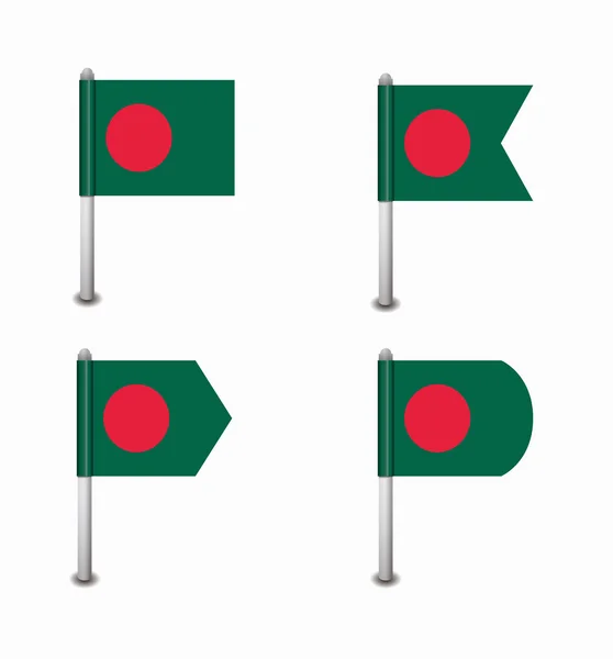 Ensemble de quatre drapeaux Bangladesh — Image vectorielle