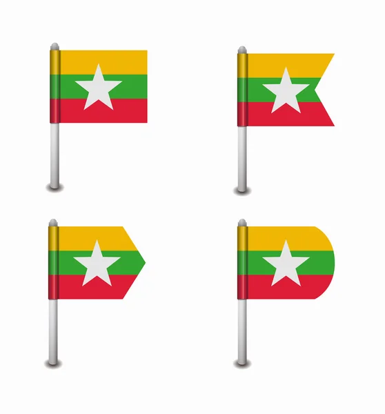 Set of four flags Burma — Stock Vector