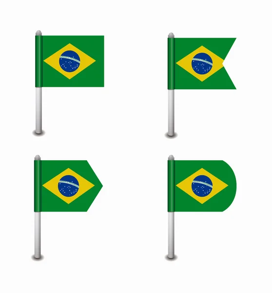 Set van vier vlaggen Brazilië — Stockvector