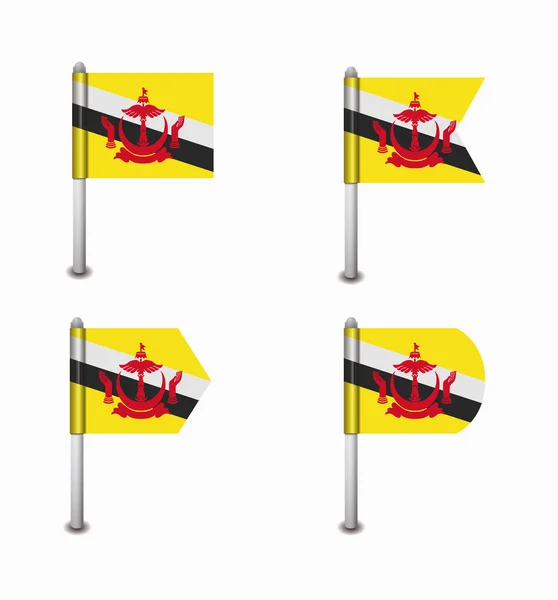 Set van vier vlaggen Brunei — Stockvector