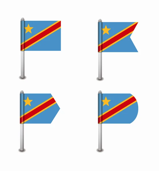 Set of four flags Democratic Republic of the Congo — Stock Vector