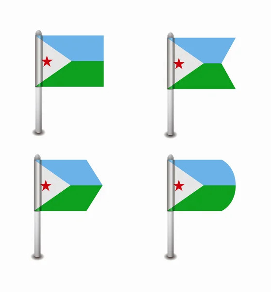 Set di quattro bandiere Gibuti — Vettoriale Stock