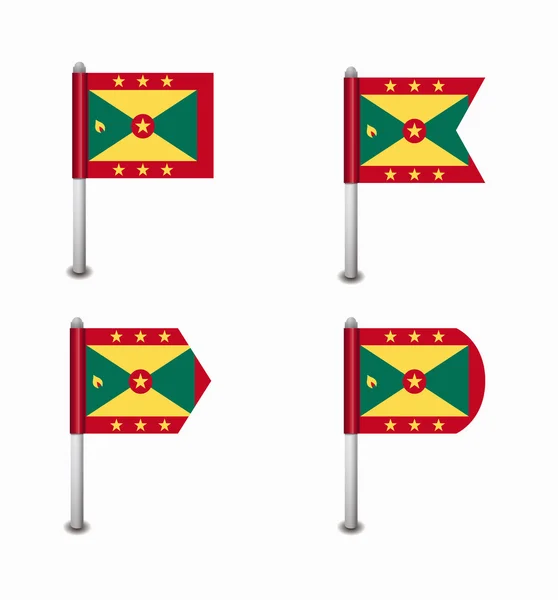 Ensemble de quatre drapeaux Grenade — Image vectorielle
