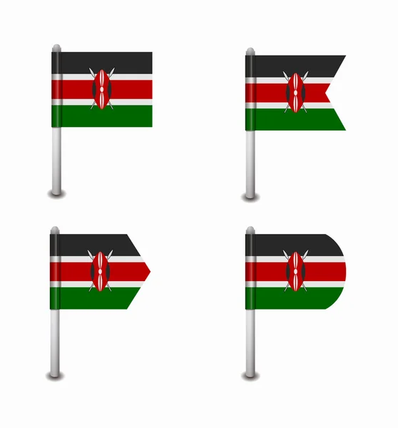 Ensemble de quatre drapeaux Kenya — Image vectorielle