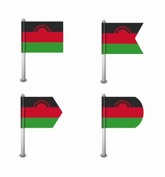 Set di quattro bandiere Malawi — Vettoriale Stock
