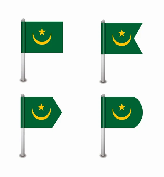 Conjunto de quatro bandeiras Mauritânia — Vetor de Stock