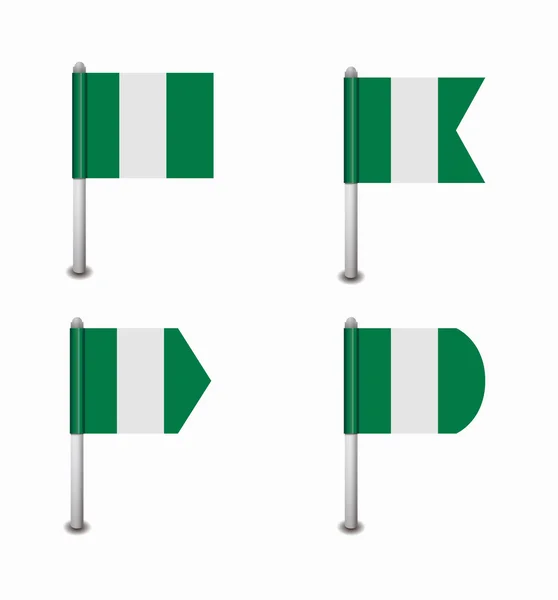 Ensemble de quatre drapeaux Nigeria — Image vectorielle