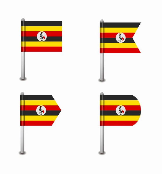 Satz von vier Flaggen uganda — Stockvektor