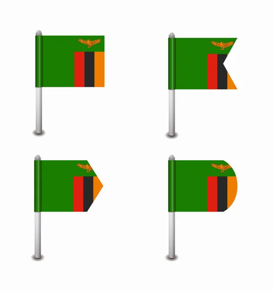 Zestaw czterech flag Zambii — Wektor stockowy