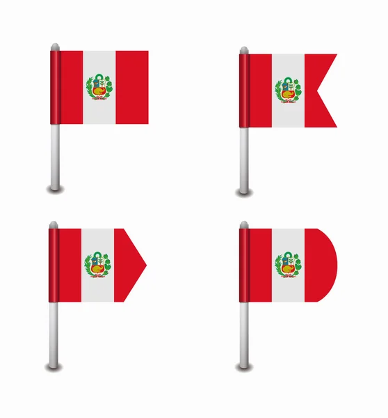 Set van vier vlaggen Peru — Stockvector